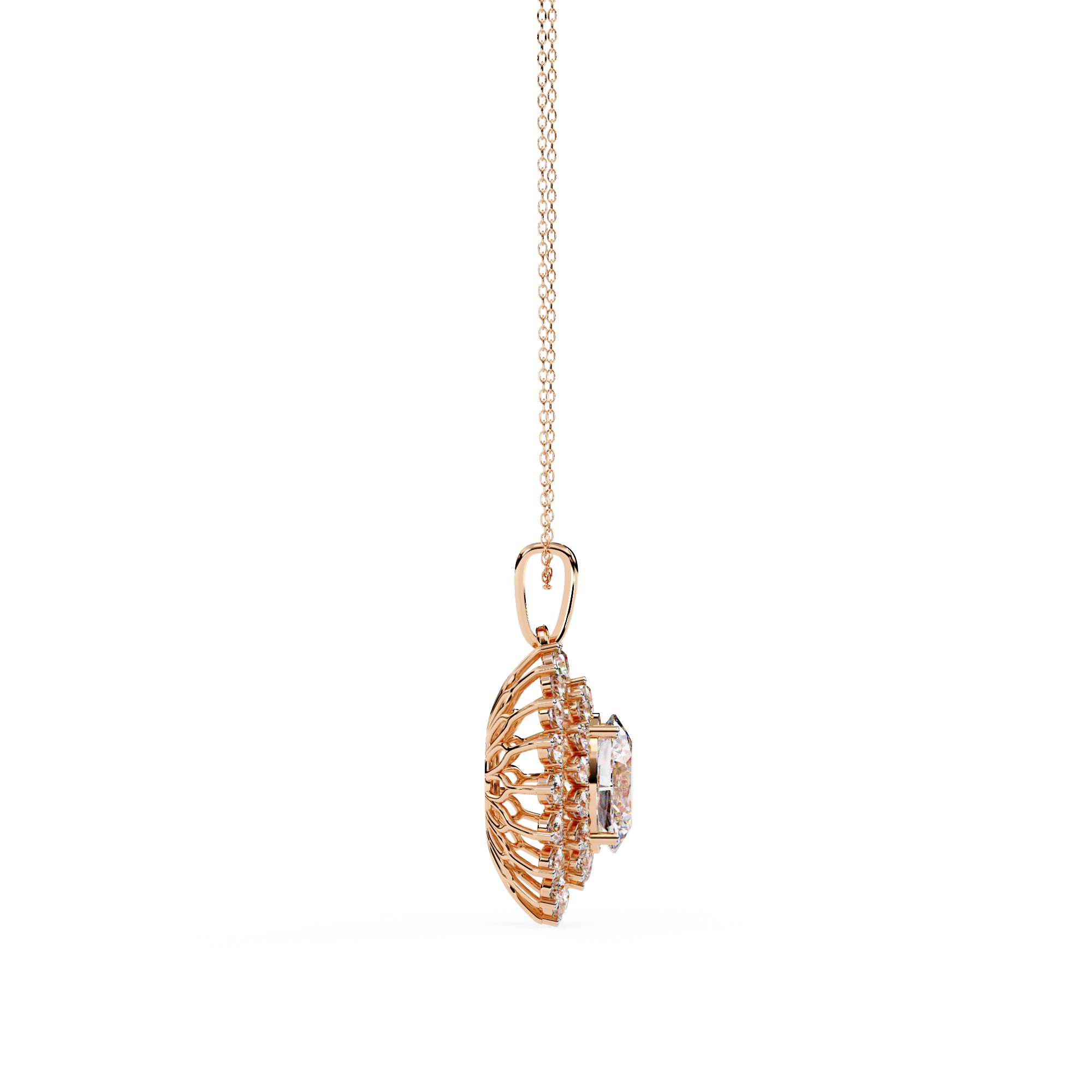 Solitairekart 3.41ct Oval Halo Natural Diamond Pendant-H Color, VS1 Clarity